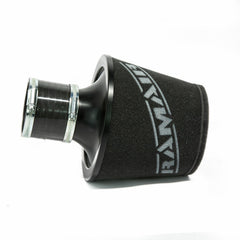 Ramair Foam Jet Stream Large Cone Air Filter 70mm (2.75inch) OD Black with Silicone Coupler