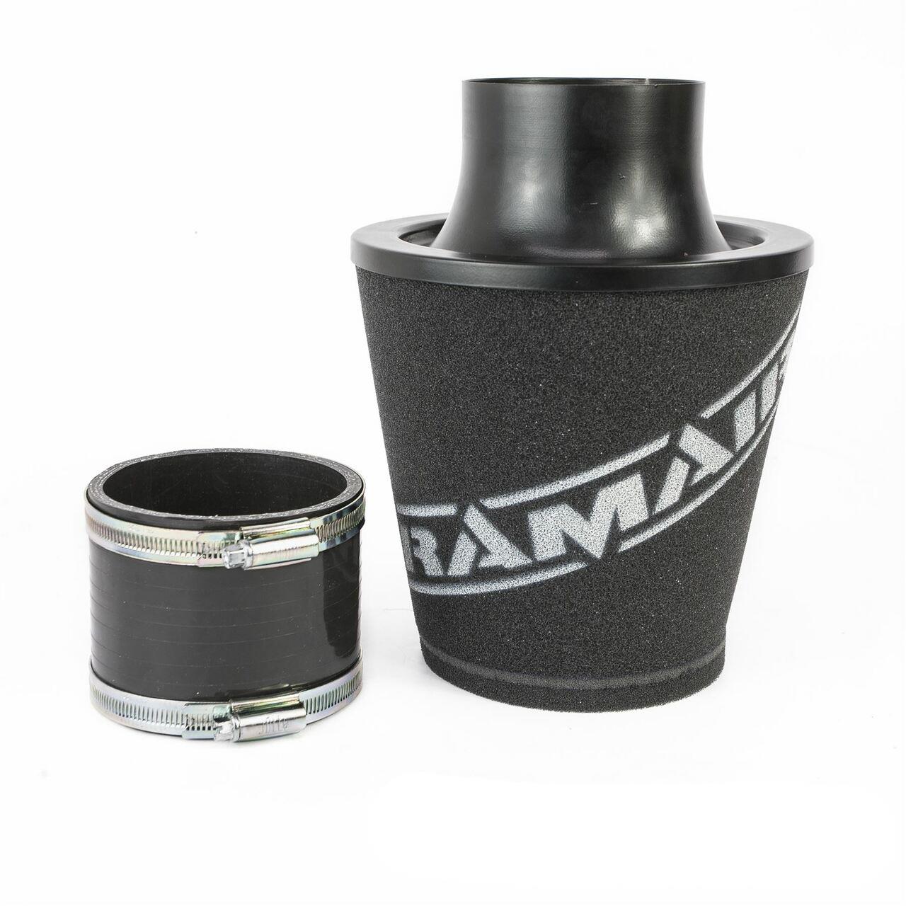 Ramair Medium Foam Filter Aluminium Base 90mm (3.5inch)OD Black with Silicone Coupler