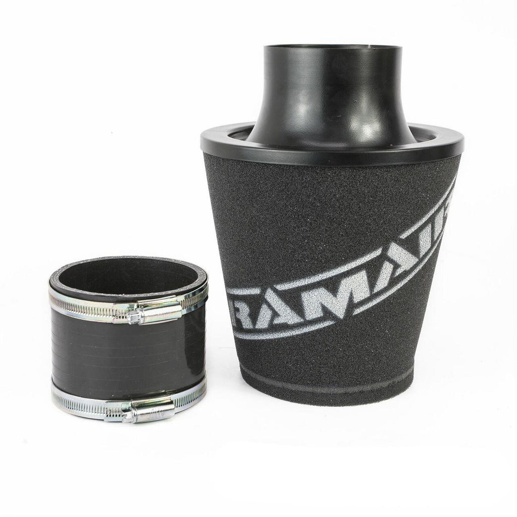 Ramair Medium Foam Filter Aluminium Base 90mm (3.5inch)OD Black with Silicone Coupler
