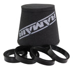 Ramair Foam 70 - 90mm (2.75inch - 3.5inch) ID Neck Polymer Base Neck Cone Air Filter with Reducing Rings