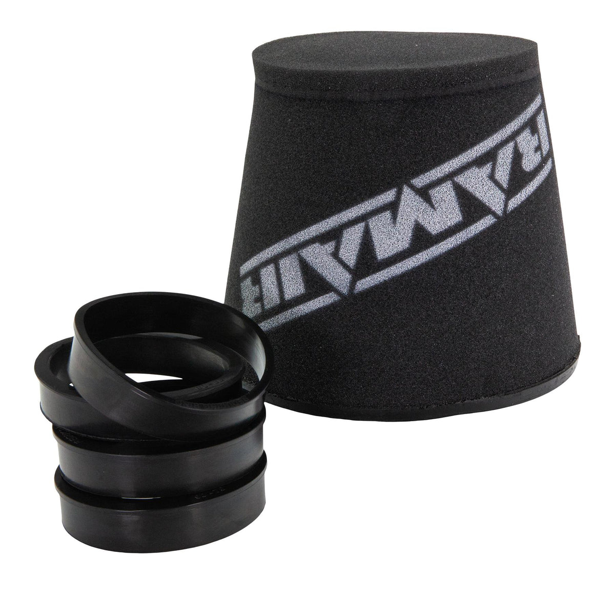 Ramair Foam 70 - 90mm (2.75inch - 3.5inch) ID Neck Polymer Base Neck Cone Air Filter with Reducing Rings