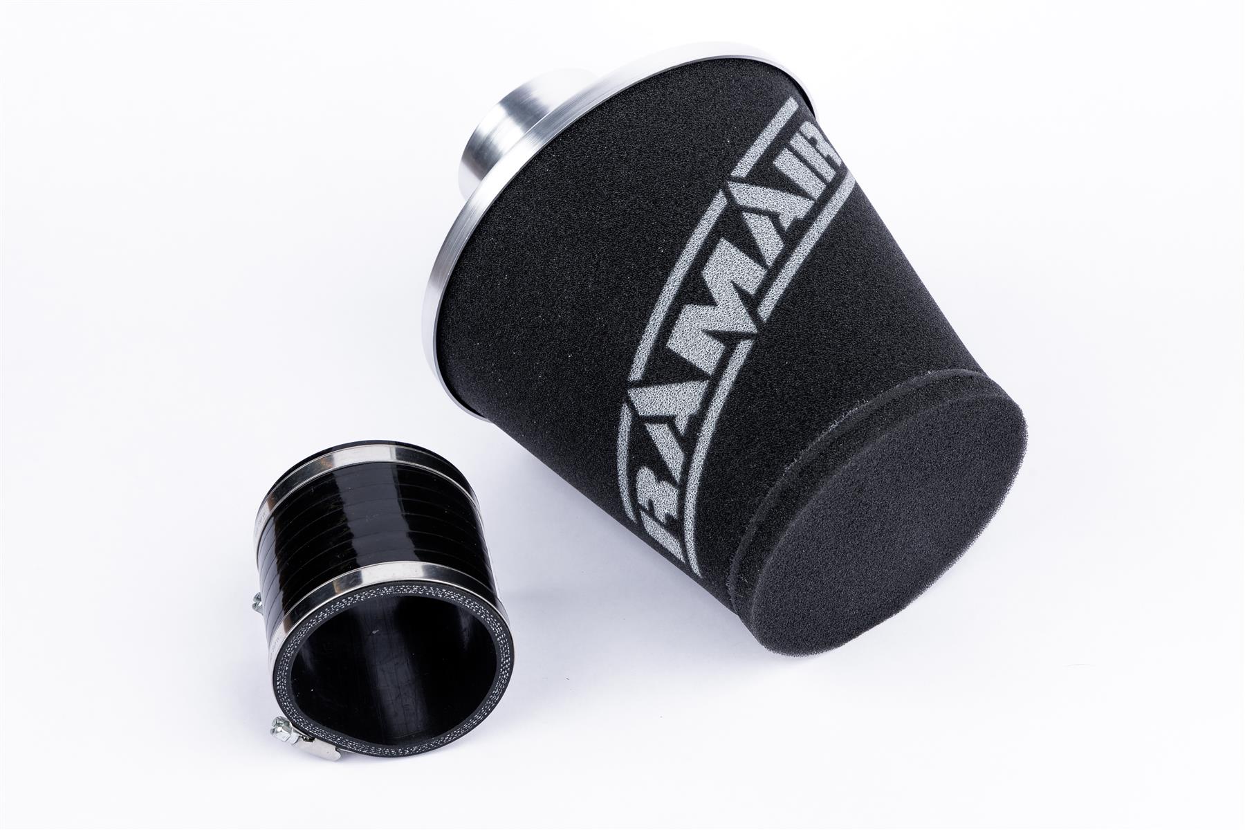 Ramair Foam Jet Stream Medium Cone Air Filter 70mm (2.75inch) OD Silver with Silicone Coupling