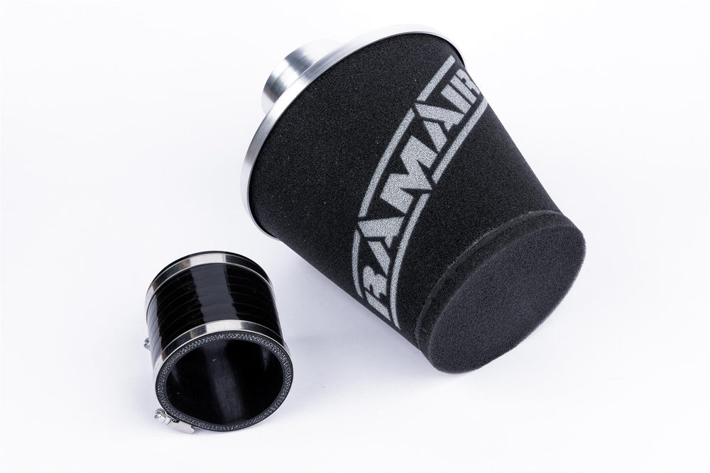 Ramair Foam Jet Stream Medium Cone Air Filter 70mm (2.75inch) OD Silver with Silicone Coupling