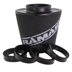 Ramair Foam 70 - 90mm (2.75inch - 3.5inch) ID Neck Polymer Base Neck Cone Air Filter with Reducing Rings