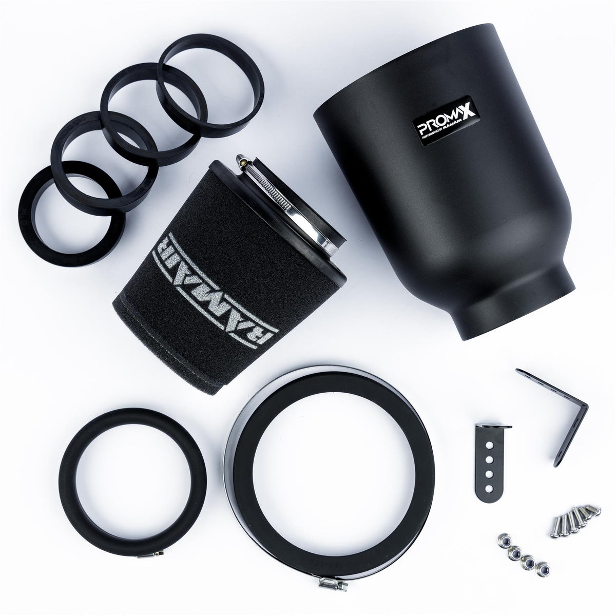 ProMax Large Universal Foam Rubber Neck Air Filter in Enclosed Airbox With Reducing Rings