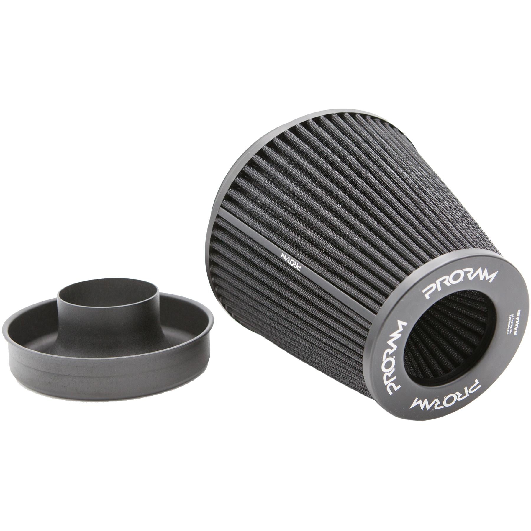 Filtre à air conique plissé Ramair Large Uni Performance et trompe d'admission - 90mm (3,5 pouces) de diamètre extérieur