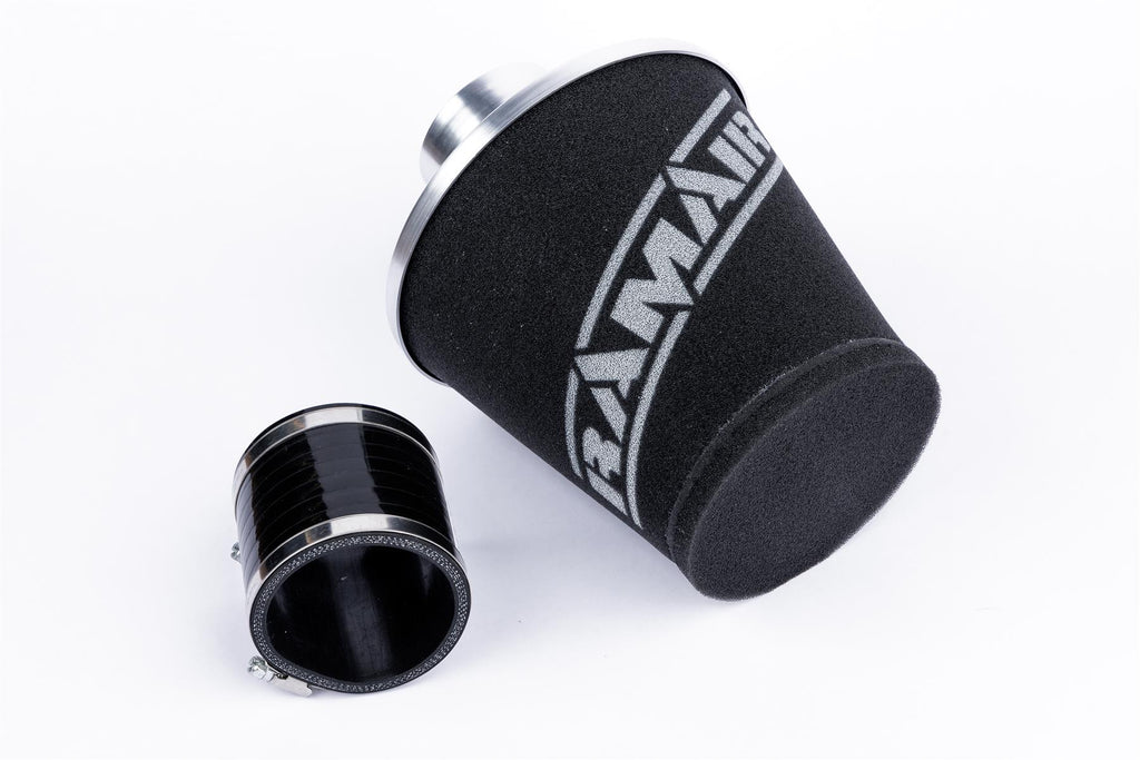Ramair Medium Foam Filter Aluminium Base 100mm OD Silver with Silicone Coupler