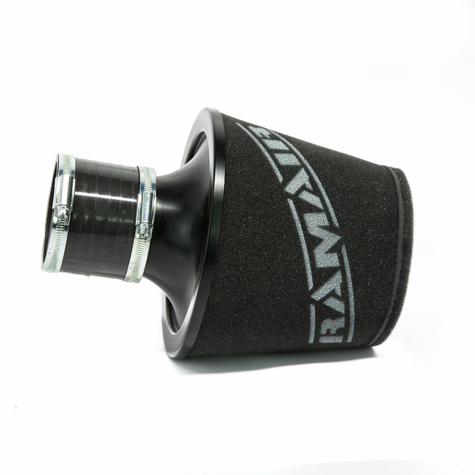 Ramair Foam Jet Stream Large Cone Air Filter 70mm (2.75inch) OD Black with Silicone Coupler