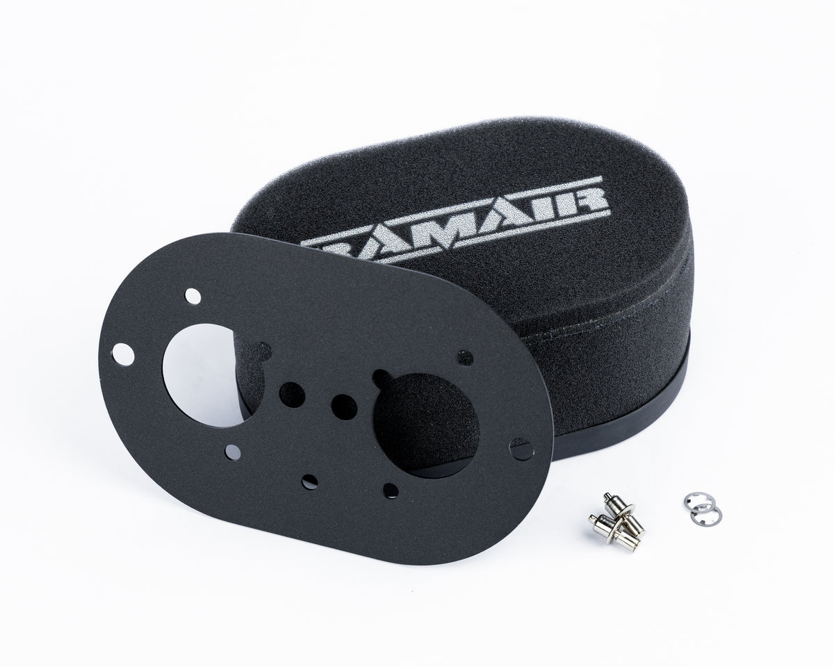 Filtro de aire de espuma para carburador con placa base para Weber 40 IDF - 65mm de altura interna