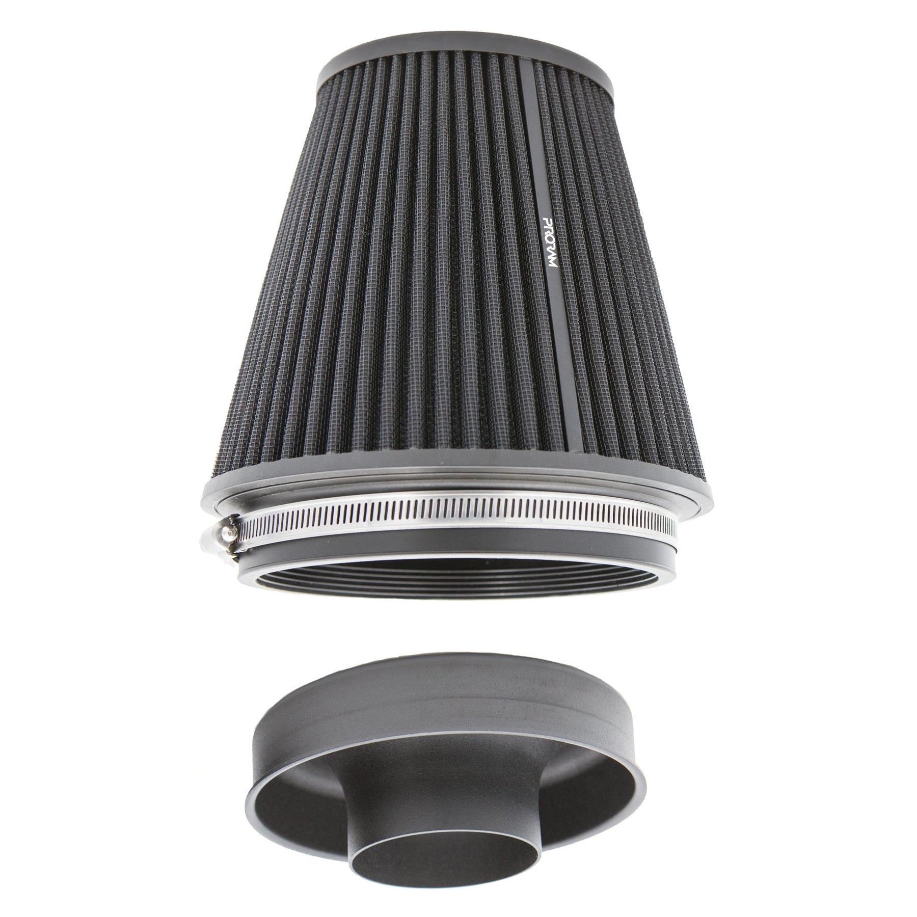 Filtre à air conique plissé Ramair Large Uni Performance et trompe d'admission - 90mm (3,5 pouces) de diamètre extérieur