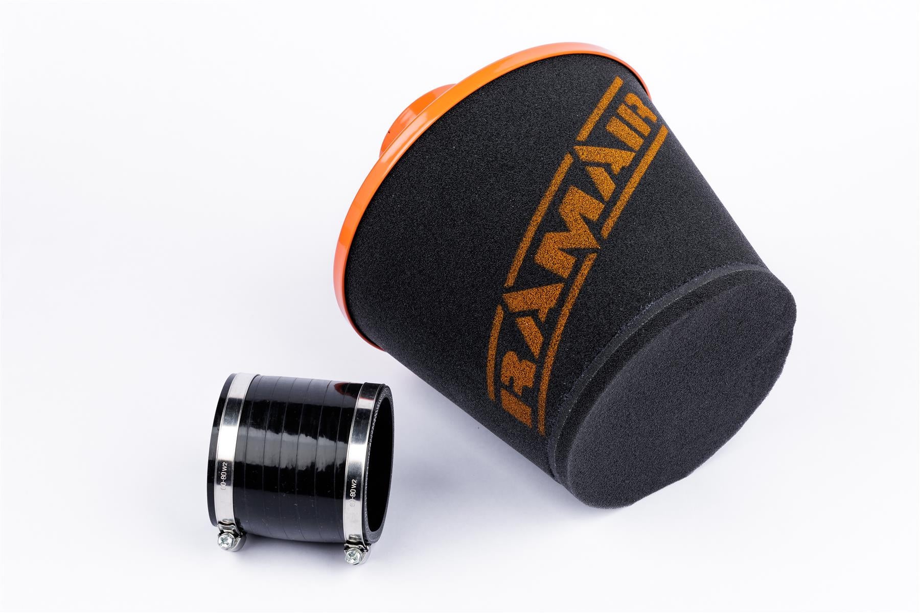 Ramair Foam Jet Stream Large Cone Air Filter 70mm (2.75inch) OD Orange with Silicone Coupler