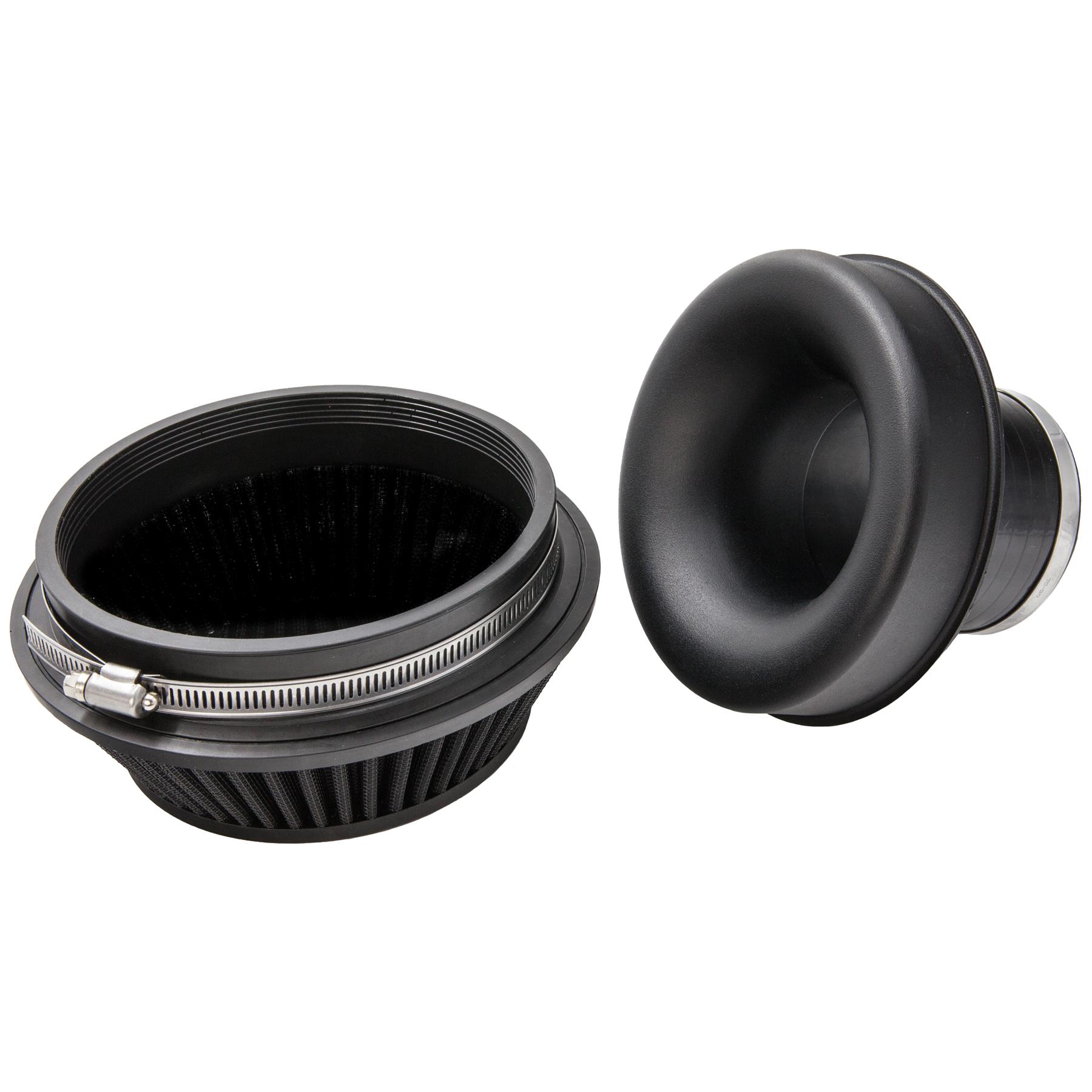 Ramair Pleated 70mm (2.75inch) ID Neck Small Cone Air Filter with Velocity Stack and Coupling