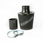 Ramair Small Foam Filter Aluminium Base 70mm (2.75inch) OD Black with Silicone Coupler