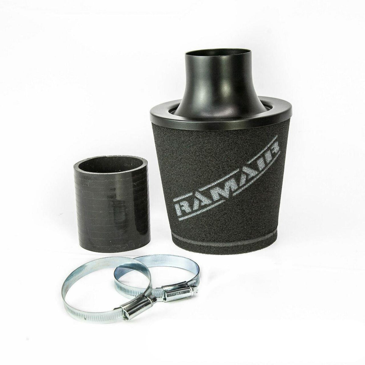Ramair Small Foam Filter Aluminium Base 70mm (2.75inch) OD Black with Silicone Coupler