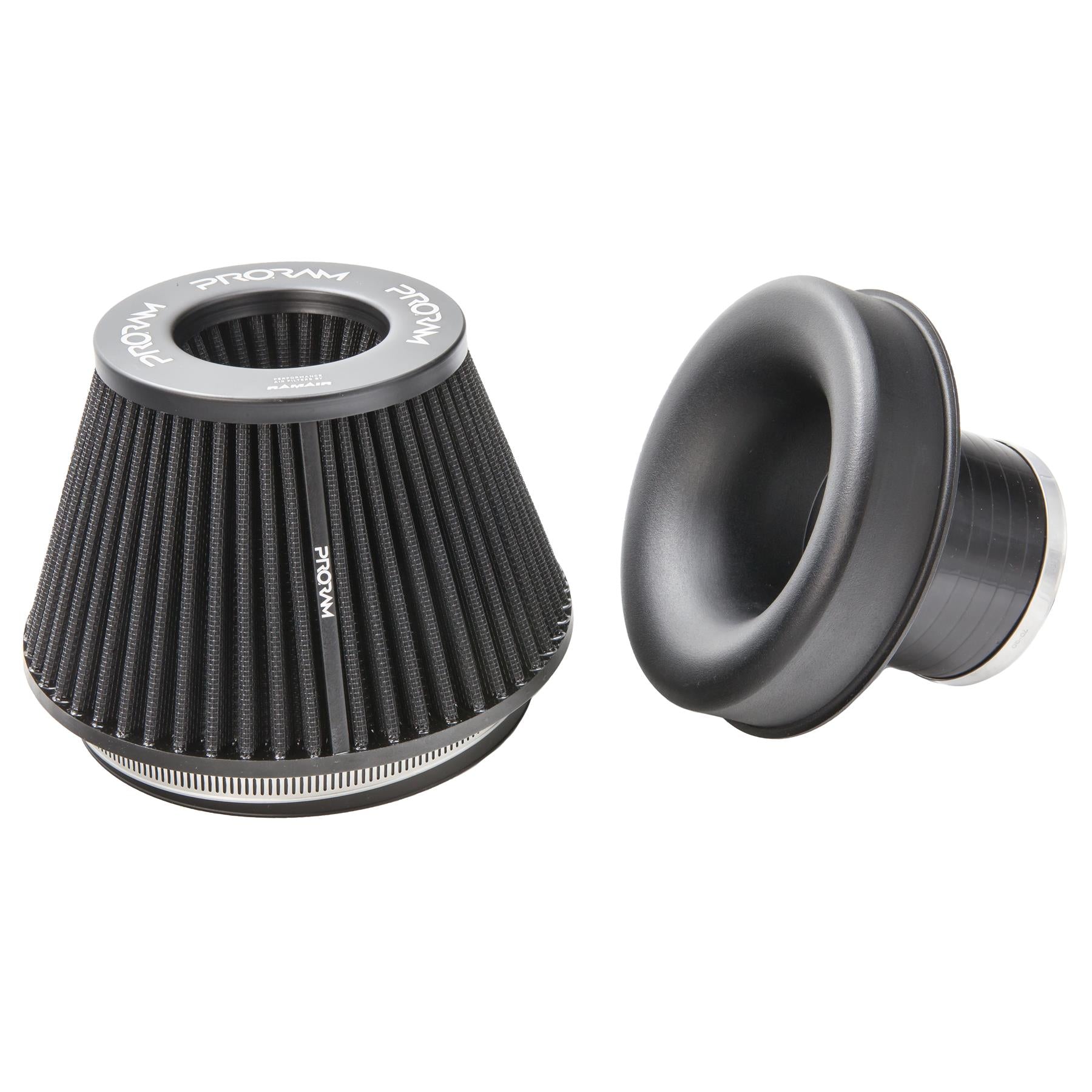 Ramair Pleated 70mm (2.75inch) ID Neck Medium Cone Air Filter with Velocity Stack and Coupling