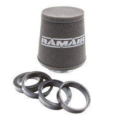Ramair Foam 70-90mm (2.75 - 3.5inch) ID Neck Polymer Base Neck Cone Air Filter Universal with Reducing Rings