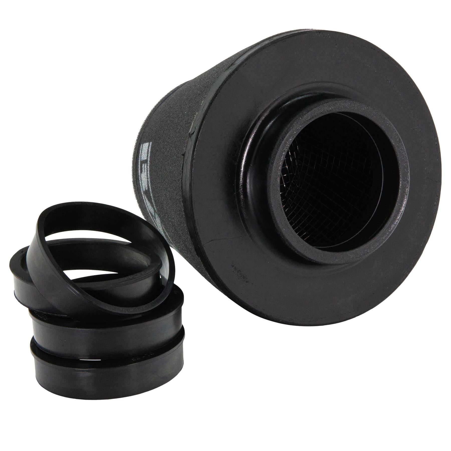 Ramair Foam 70 - 90mm (2.75inch - 3.5inch) ID Neck Polymer Base Neck Cone Air Filter with Reducing Rings