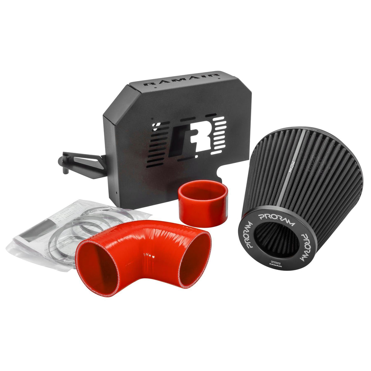 Performance Pleated Induction Kit for MK2 Focus ST with ECU Holder - Red Hoses