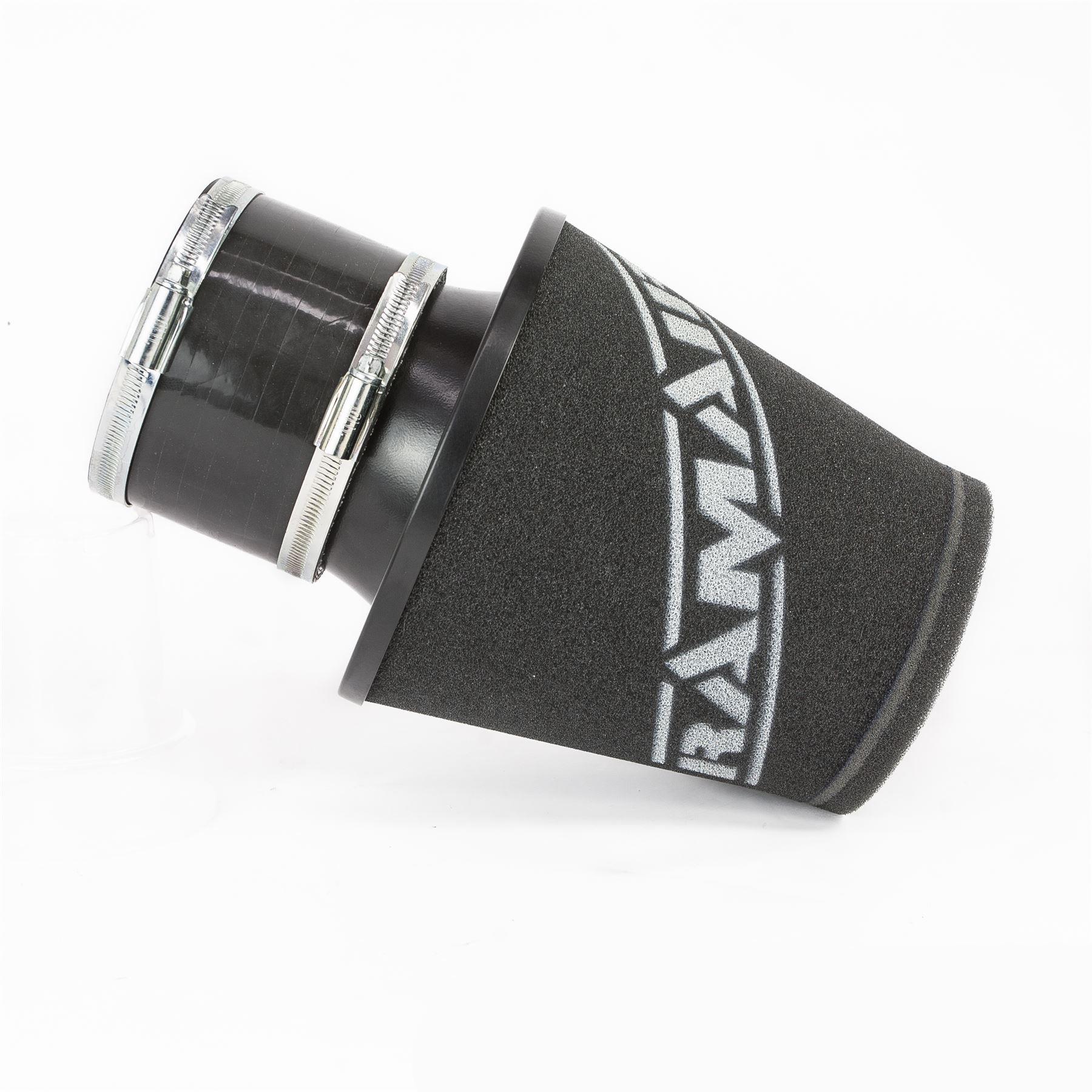Ramair Foam Jet Stream Medium Cone Air Filter 100mm (3.9inch) OD Black with Silicone Coupler