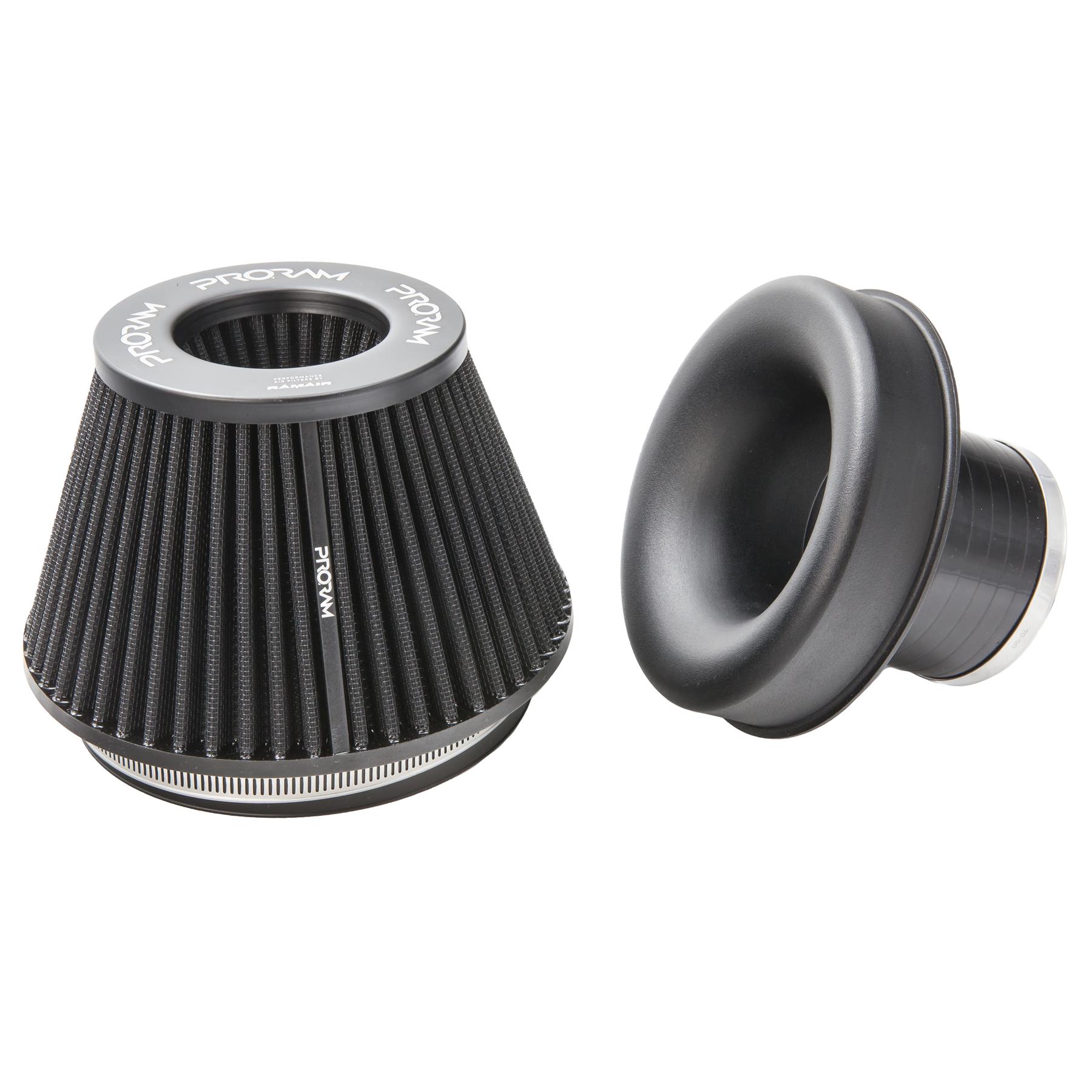 Ramair Pleated 83mm (3.25inch) ID Neck Medium Cone Air Filter with Velocity Stack and Coupling